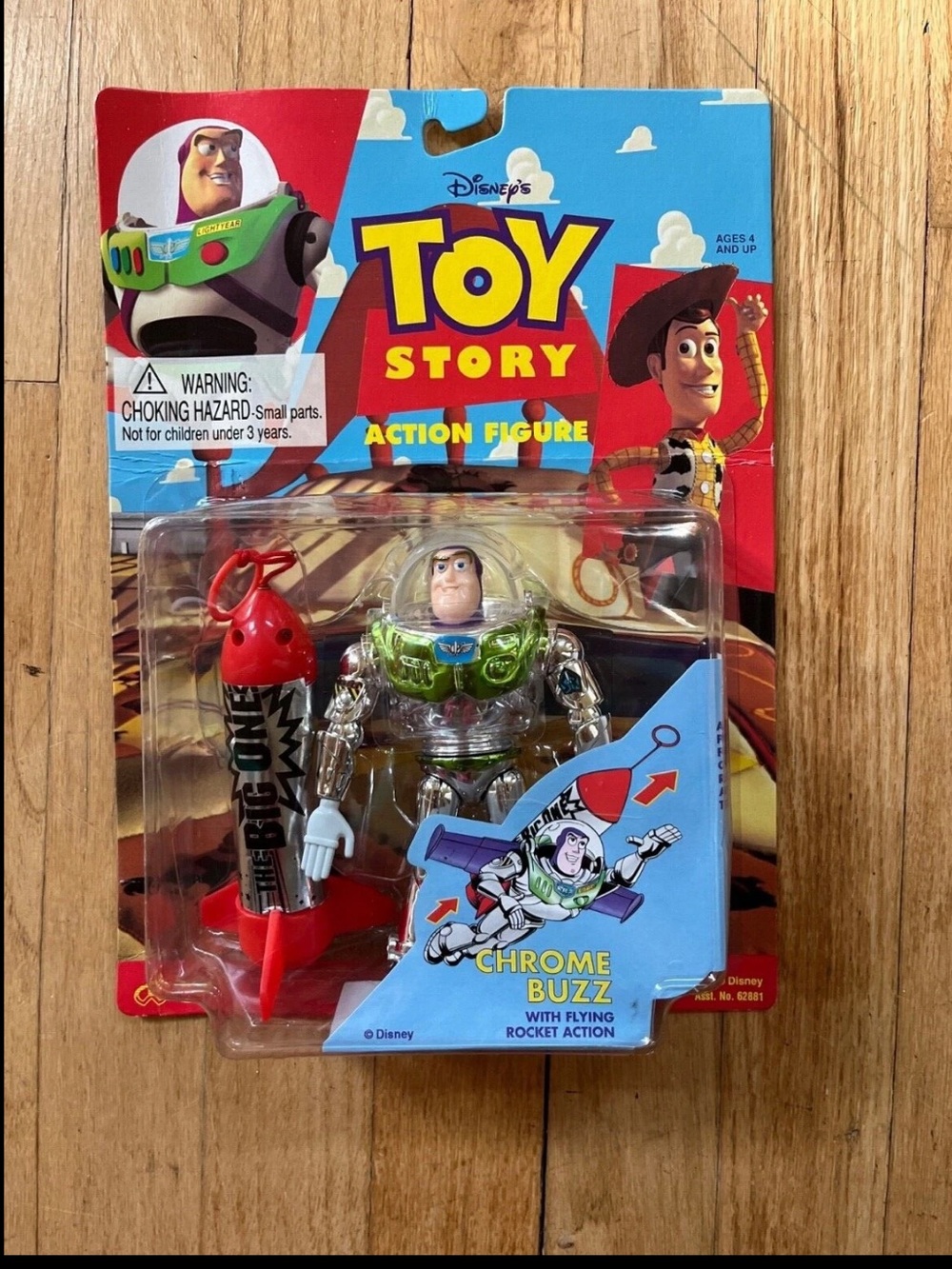 Disney vintage orig Toy  Story Solar Buzz Chrome Action Figure Flying Rocket
